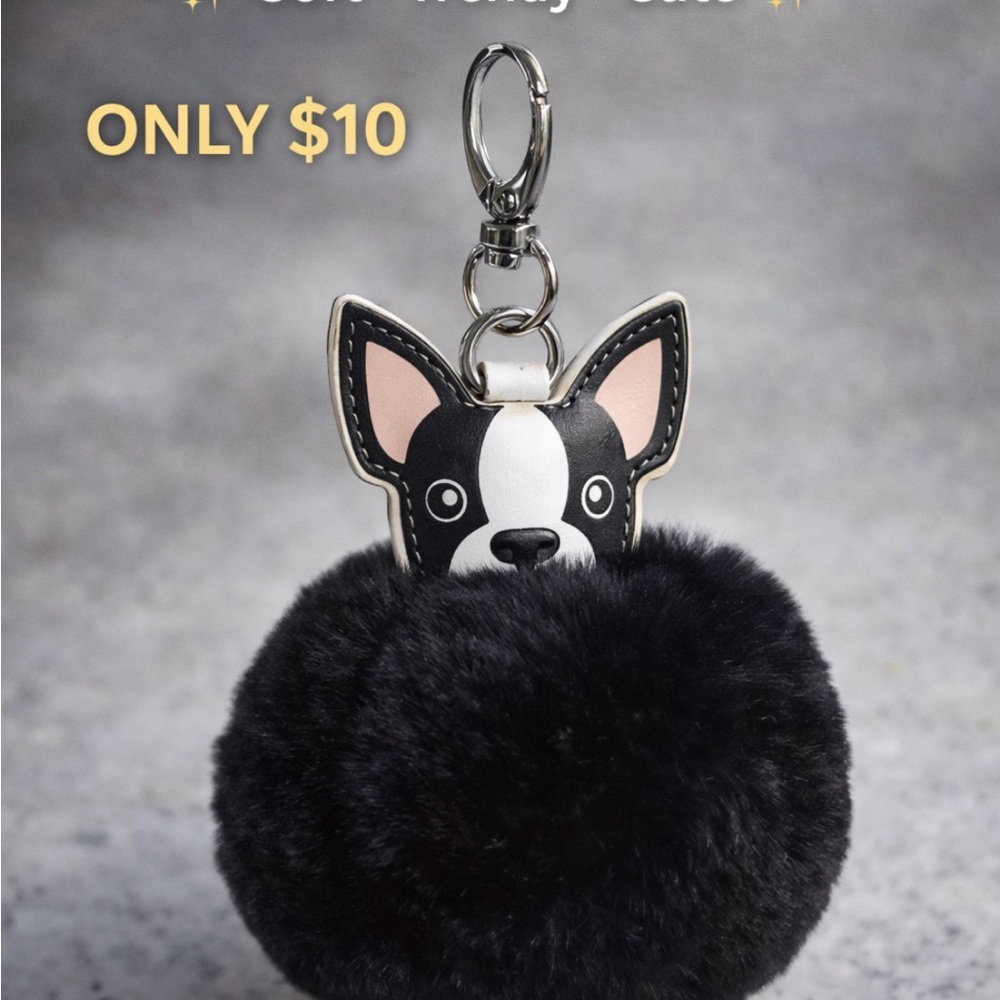 Adorable Dog Keychain with Fluffy Pom Pom